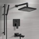 Remer TSR43 Matte Black Tub and Shower System with 8
